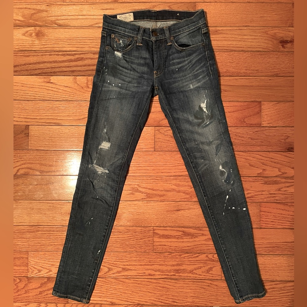 Ralph Lauren Tompkins Skinny Jeans Floral Distressed size 25